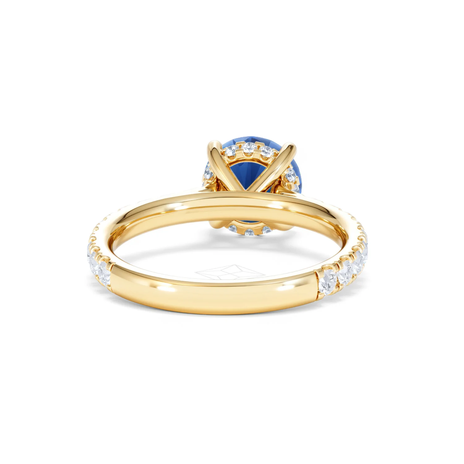Amora Gem 2.00ct Round Cut Lab Sapphire Hidden Halo Engagement Ring in with Side Stones 18K Yellow Gold - Image 47