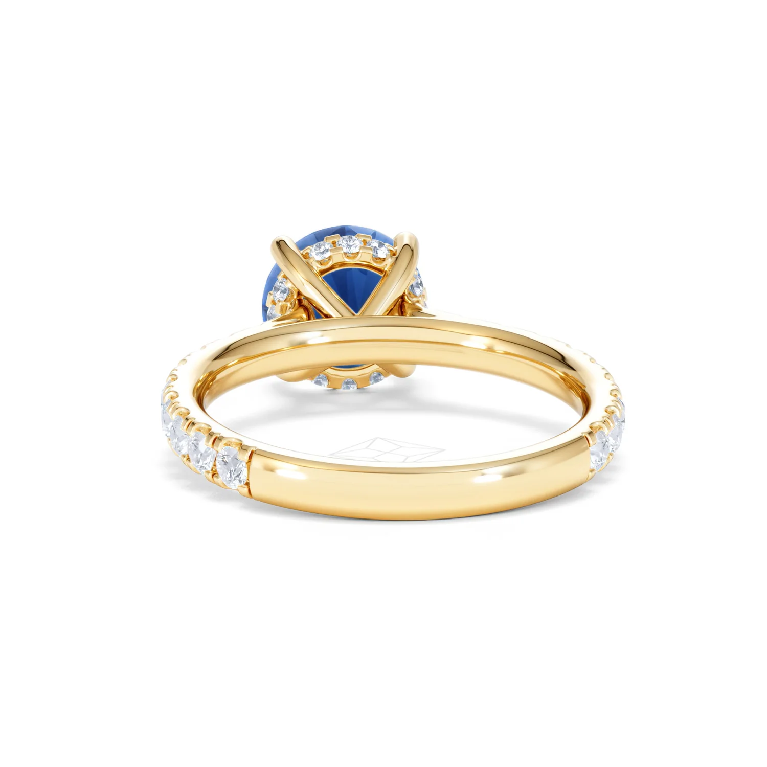 Amora Gem 2.00ct Round Cut Lab Sapphire Hidden Halo Engagement Ring in with Side Stones 18K Yellow Gold - Image 51