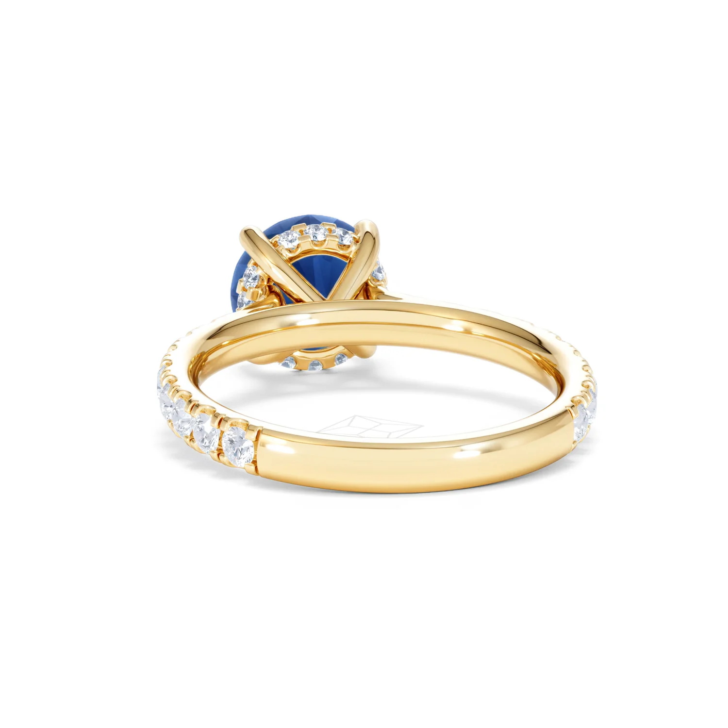 Amora Gem 2.00ct Round Cut Lab Sapphire Hidden Halo Engagement Ring in with Side Stones 18K Yellow Gold - Image 52