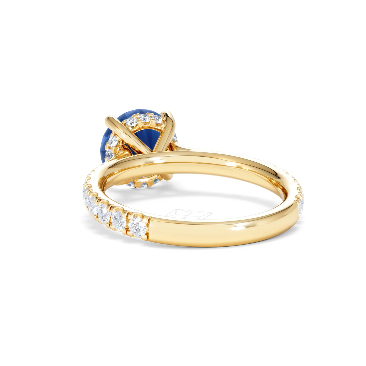 Amora Gem 2.00ct Round Cut Lab Sapphire Hidden Halo Engagement Ring in with Side Stones 18K Yellow Gold - Image 54