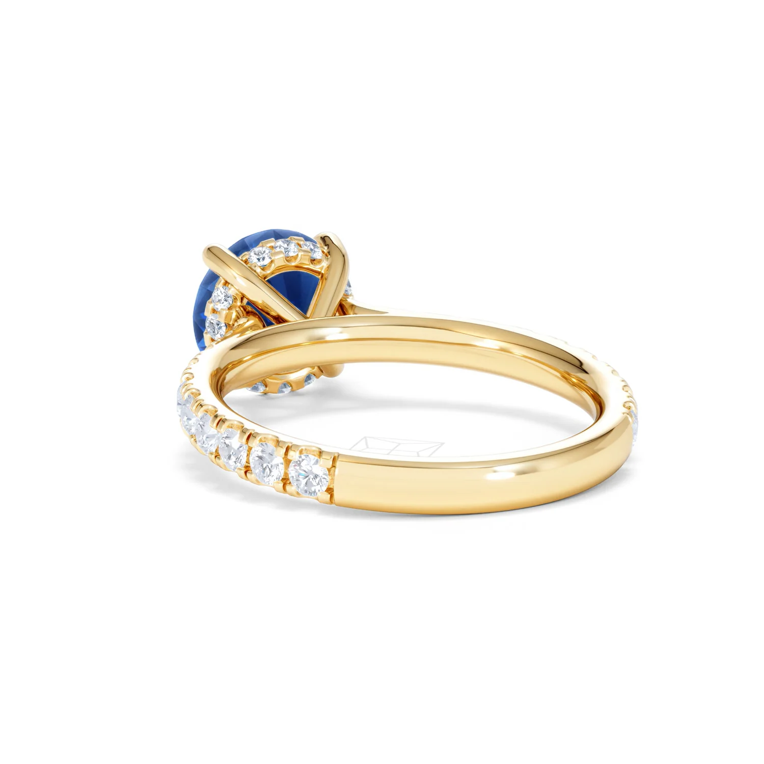 Amora Gem 2.00ct Round Cut Lab Sapphire Hidden Halo Engagement Ring in with Side Stones 18K Yellow Gold - Image 55