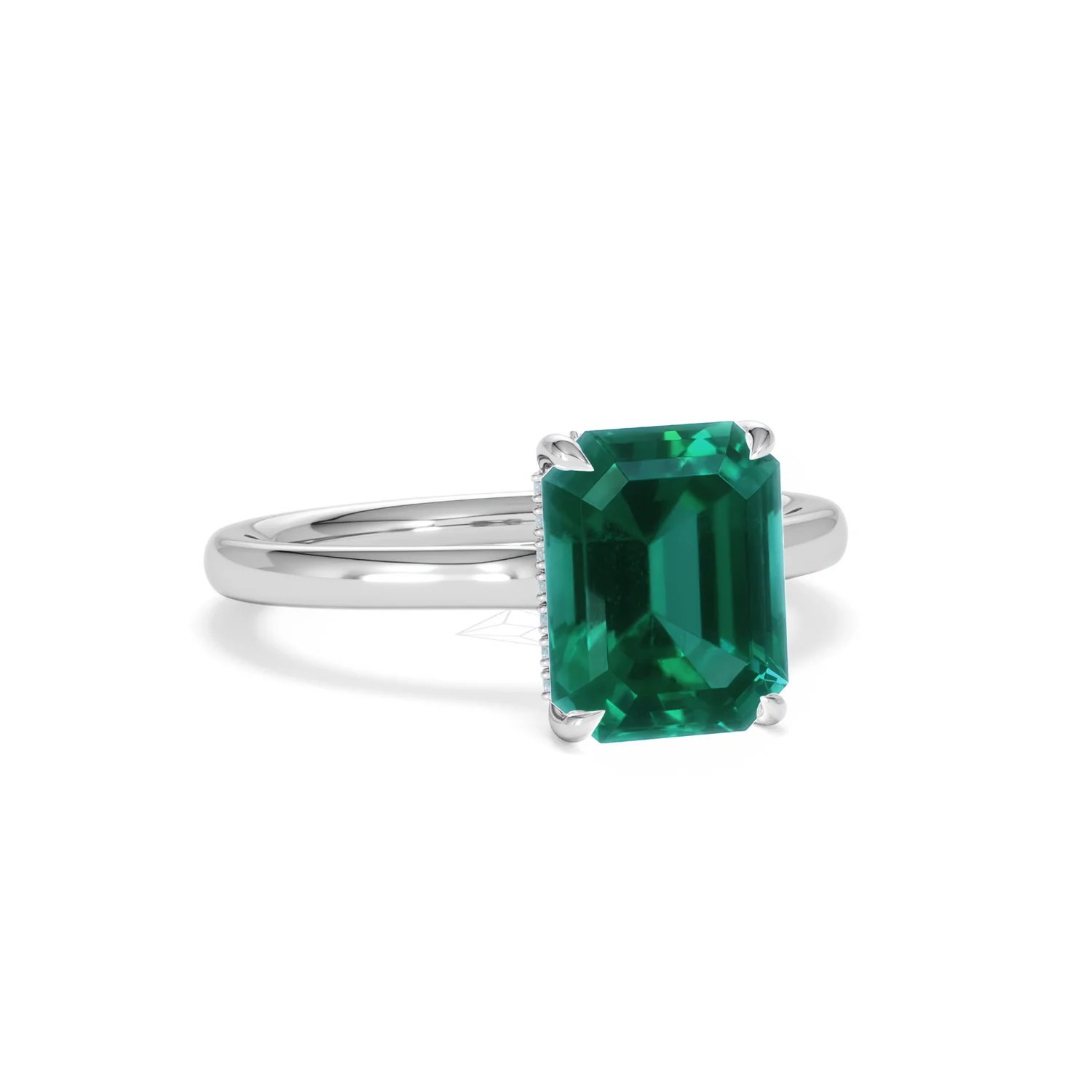 Amora Gem 2.50ct Emerald Cut Lab Hidden Halo Emerald Engagement Ring in 18K White Gold - Image 13