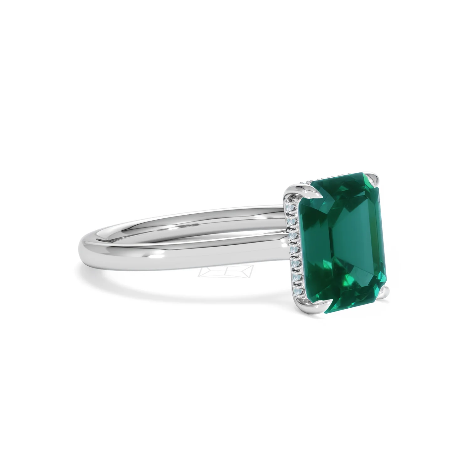 Amora Gem 2.50ct Emerald Cut Lab Hidden Halo Emerald Engagement Ring in 18K White Gold - Image 18