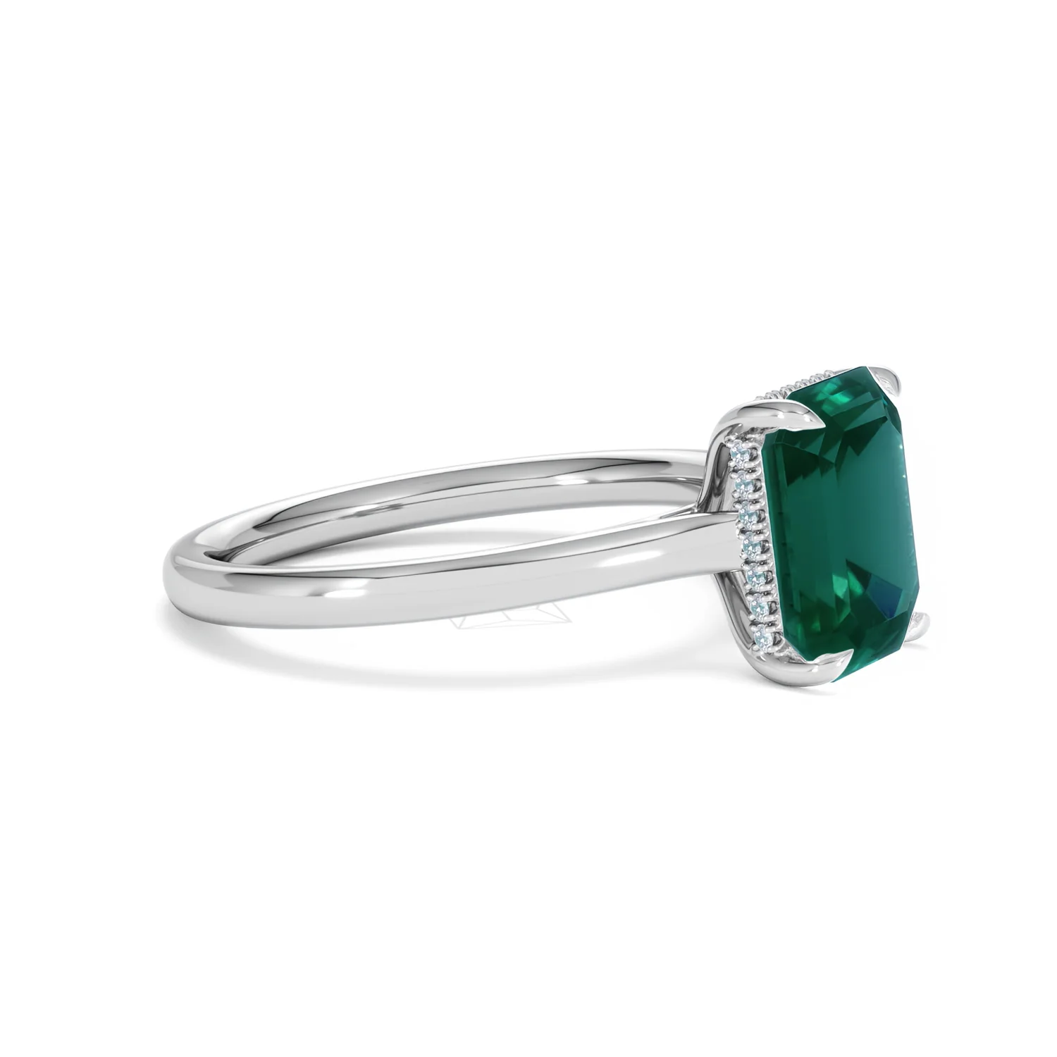 Amora Gem 2.50ct Emerald Cut Lab Hidden Halo Emerald Engagement Ring in 18K White Gold - Image 22
