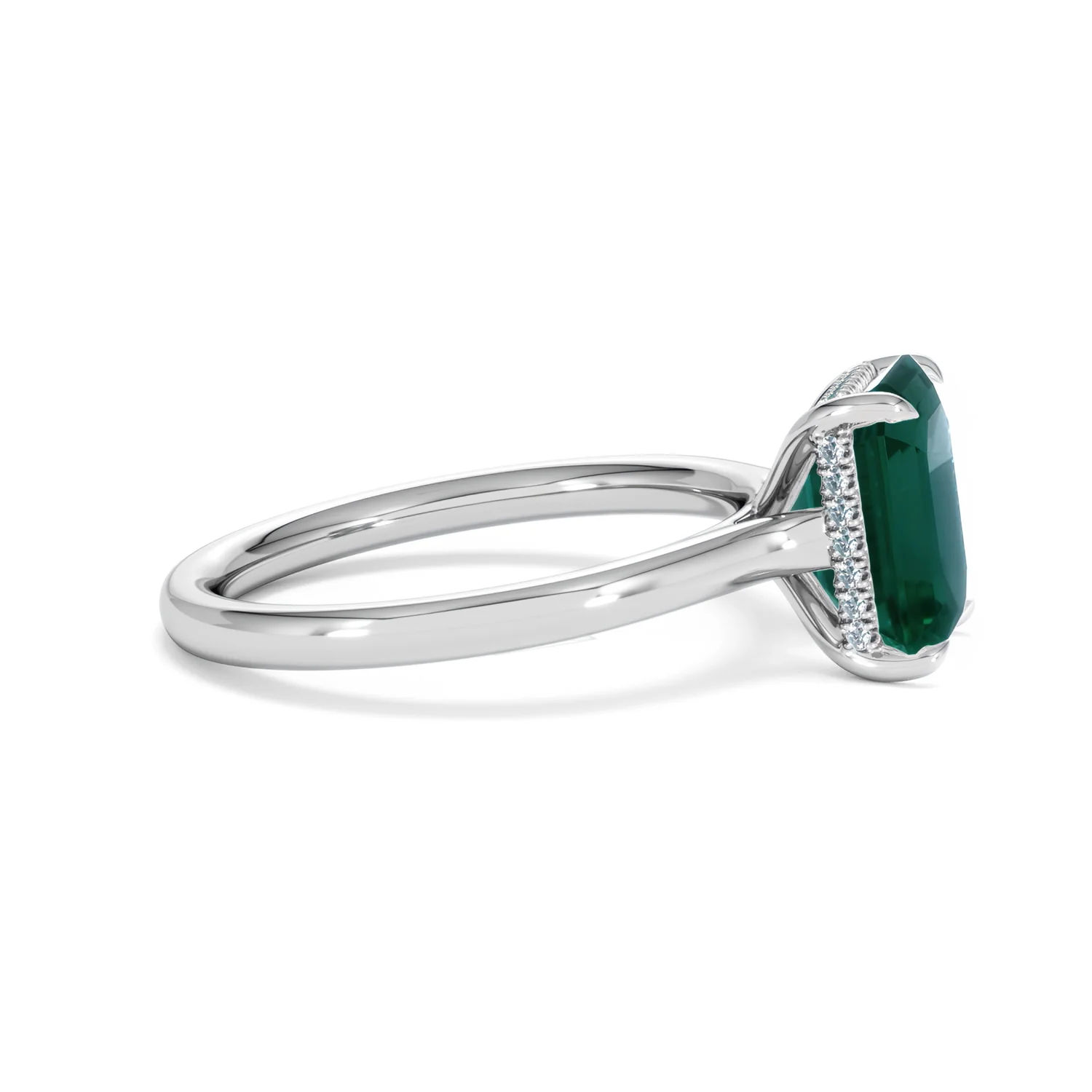Amora Gem 2.50ct Emerald Cut Lab Hidden Halo Emerald Engagement Ring in 18K White Gold - Image 26