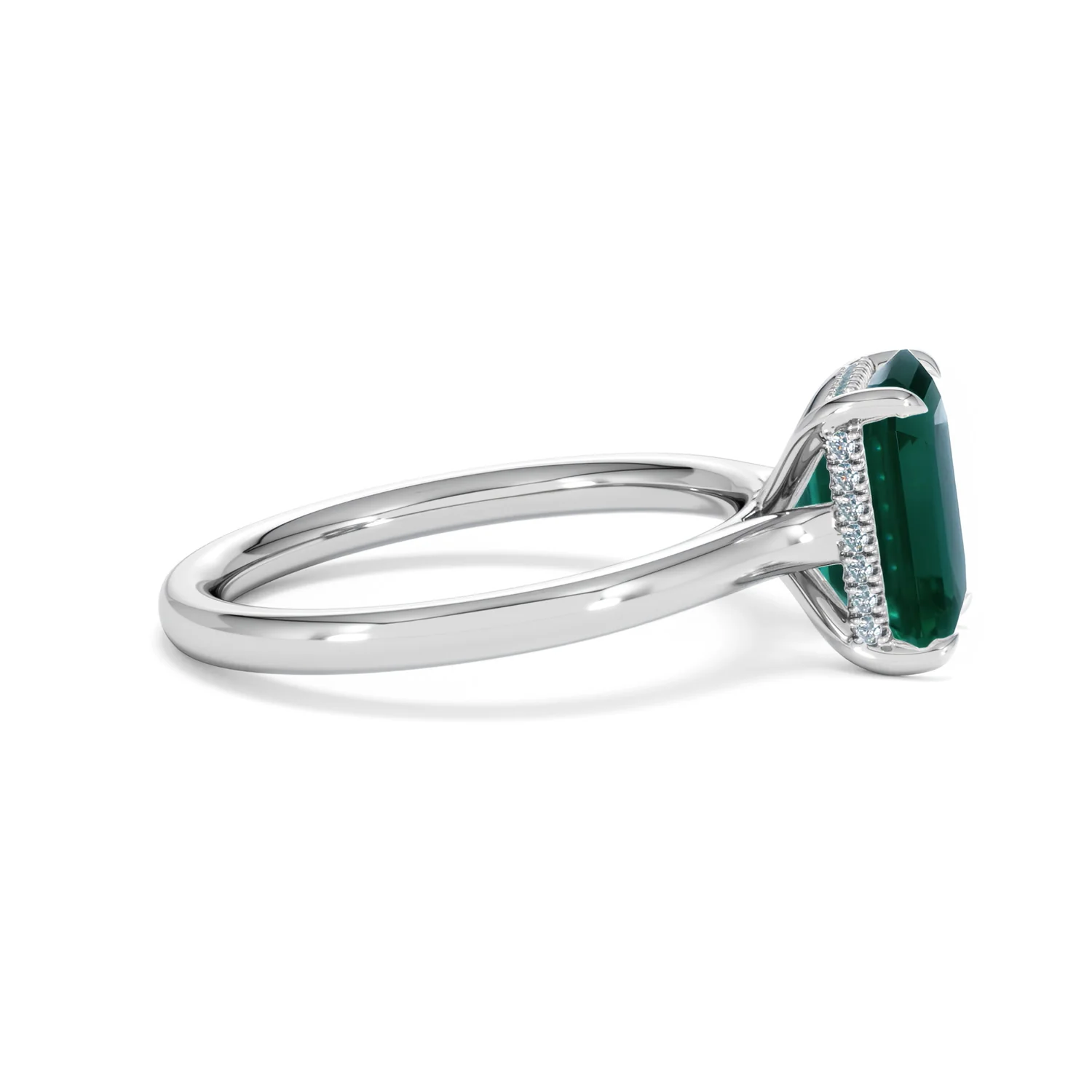 Amora Gem 2.50ct Emerald Cut Lab Hidden Halo Emerald Engagement Ring in 18K White Gold - Image 27
