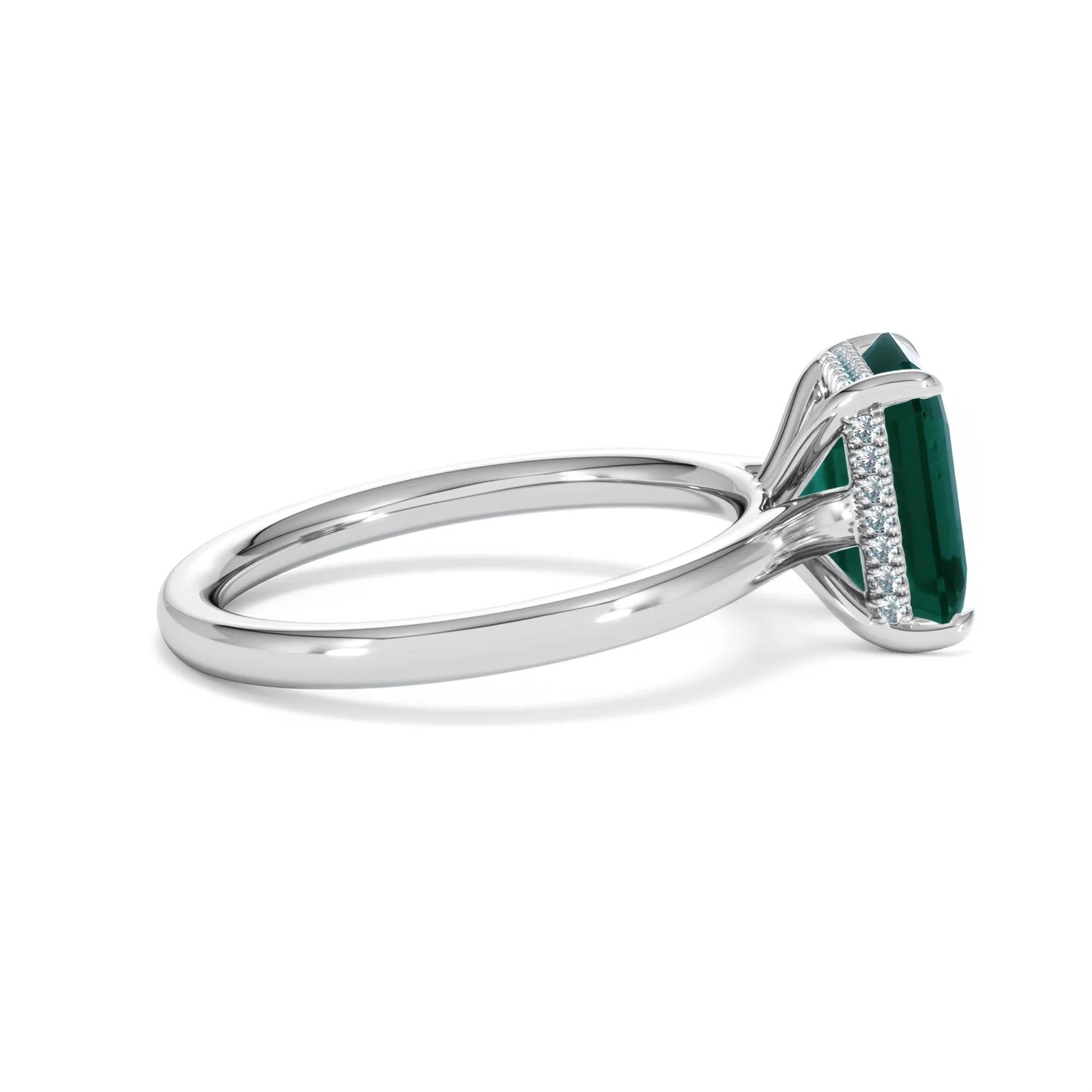 Amora Gem 2.50ct Emerald Cut Lab Hidden Halo Emerald Engagement Ring in 18K White Gold - Image 30