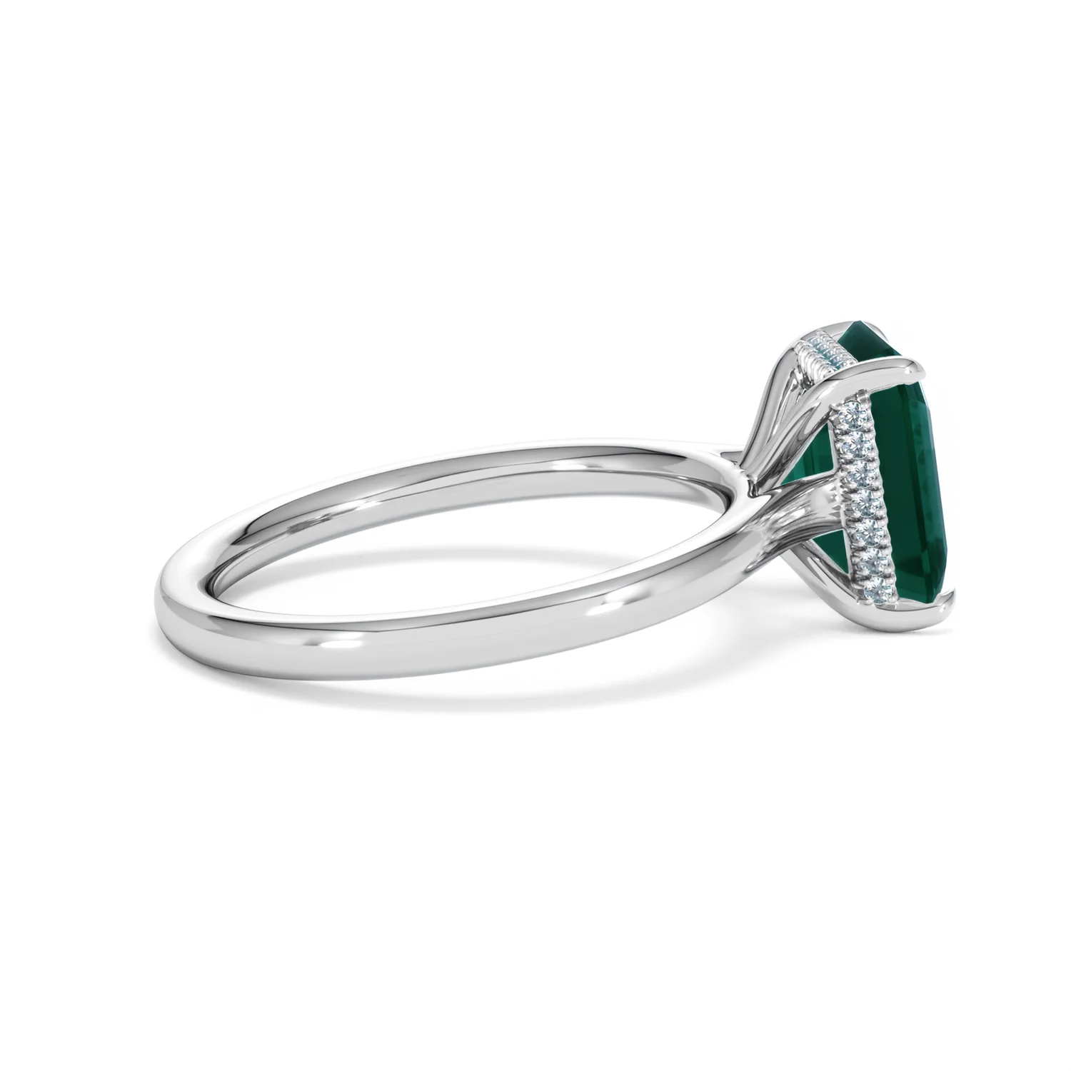 Amora Gem 2.50ct Emerald Cut Lab Hidden Halo Emerald Engagement Ring in 18K White Gold - Image 31