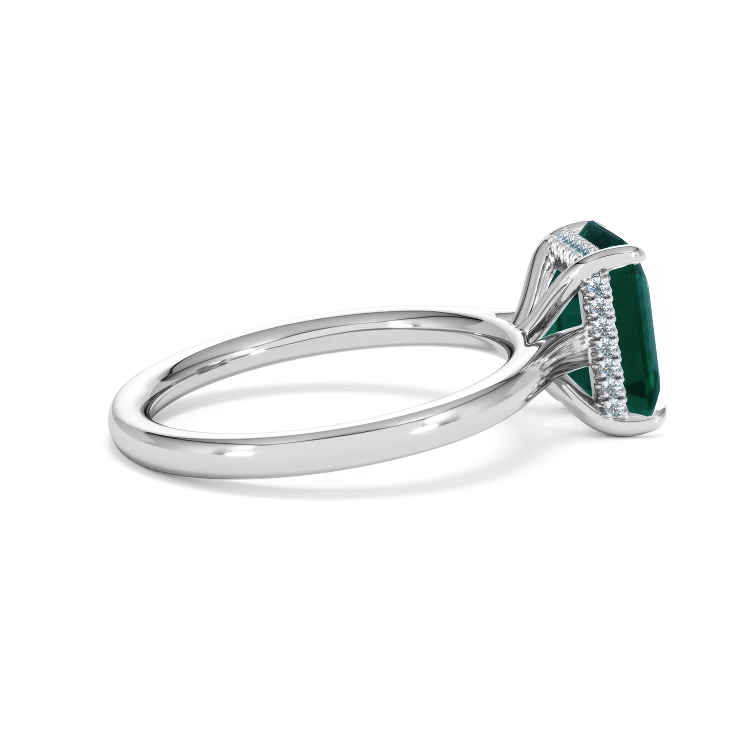 Amora Gem 2.50ct Emerald Cut Lab Hidden Halo Emerald Engagement Ring in 18K White Gold - Image 32
