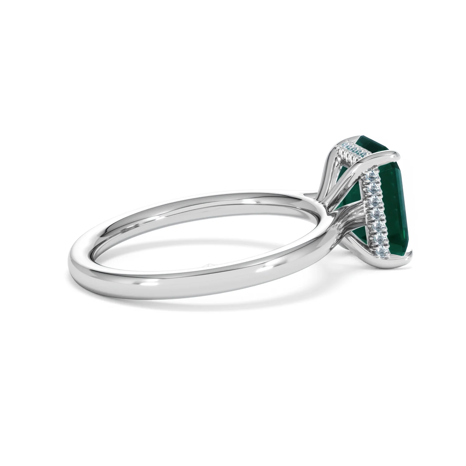 Amora Gem 2.50ct Emerald Cut Lab Hidden Halo Emerald Engagement Ring in 18K White Gold - Image 33