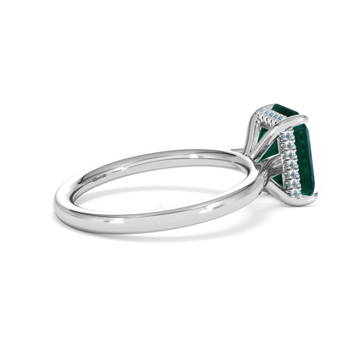 Amora Gem 2.50ct Emerald Cut Lab Hidden Halo Emerald Engagement Ring in 18K White Gold - Image 34