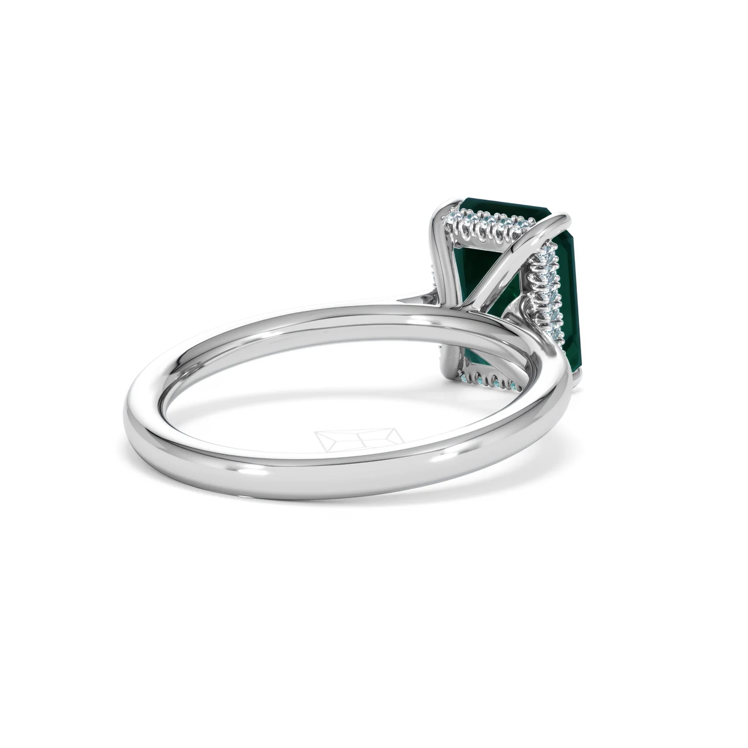 Amora Gem 2.50ct Emerald Cut Lab Hidden Halo Emerald Engagement Ring in 18K White Gold - Image 41