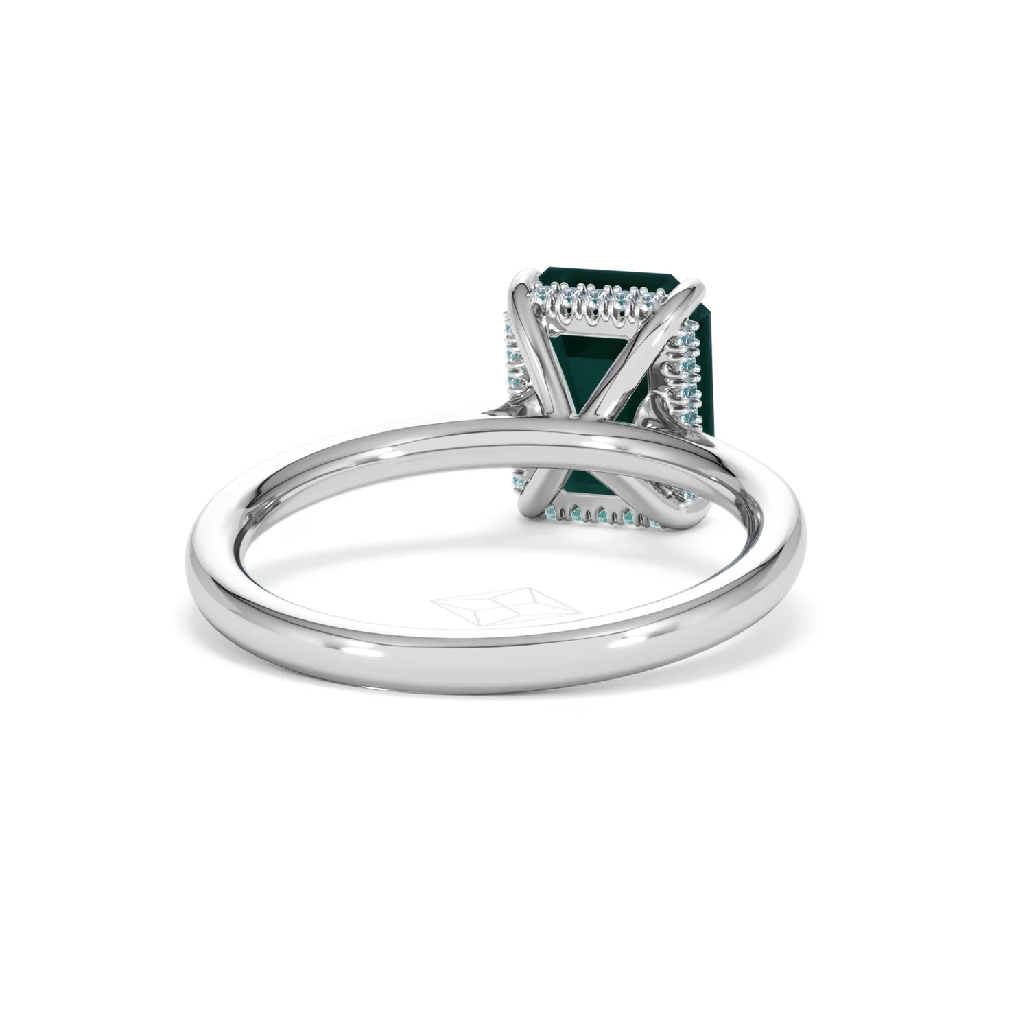 Amora Gem 2.50ct Emerald Cut Lab Hidden Halo Emerald Engagement Ring in 18K White Gold - Image 45