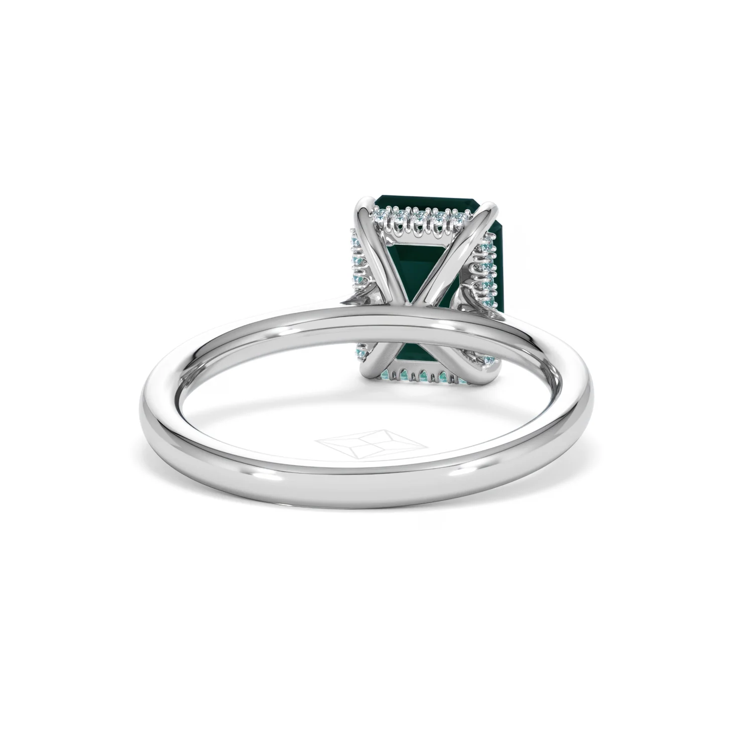 Amora Gem 2.50ct Emerald Cut Lab Hidden Halo Emerald Engagement Ring in 18K White Gold - Image 46