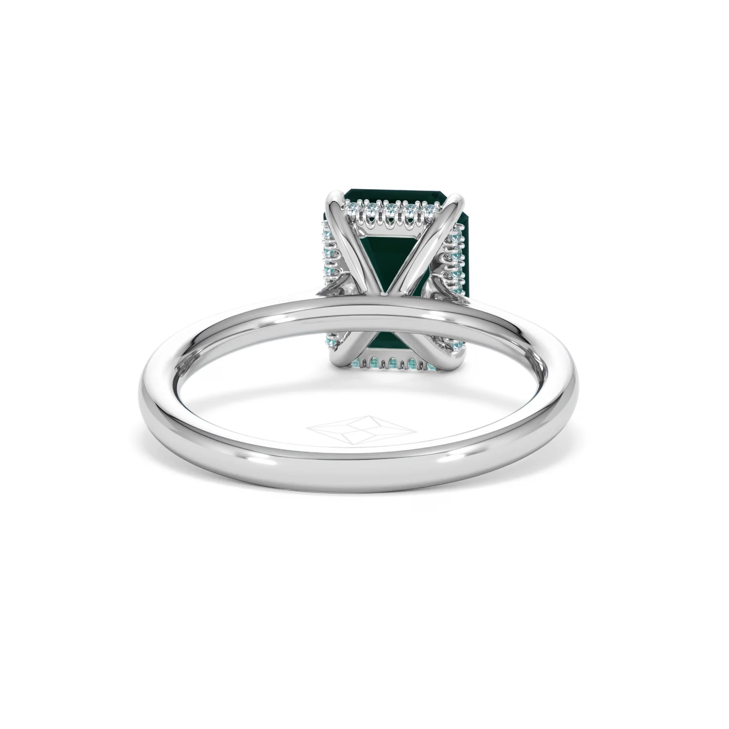 Amora Gem 2.50ct Emerald Cut Lab Hidden Halo Emerald Engagement Ring in 18K White Gold - Image 47