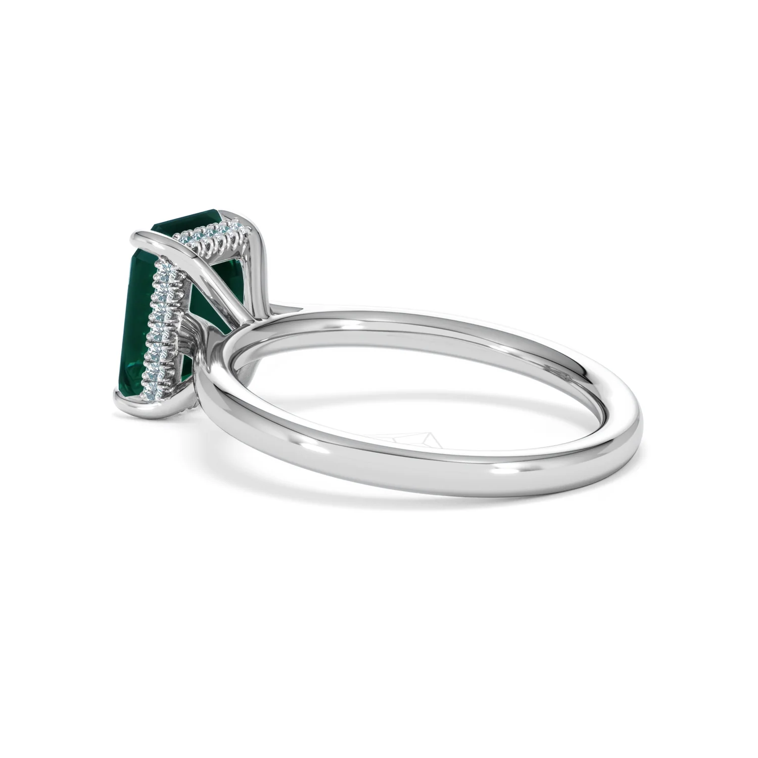 Amora Gem 2.50ct Emerald Cut Lab Hidden Halo Emerald Engagement Ring in 18K White Gold - Image 61