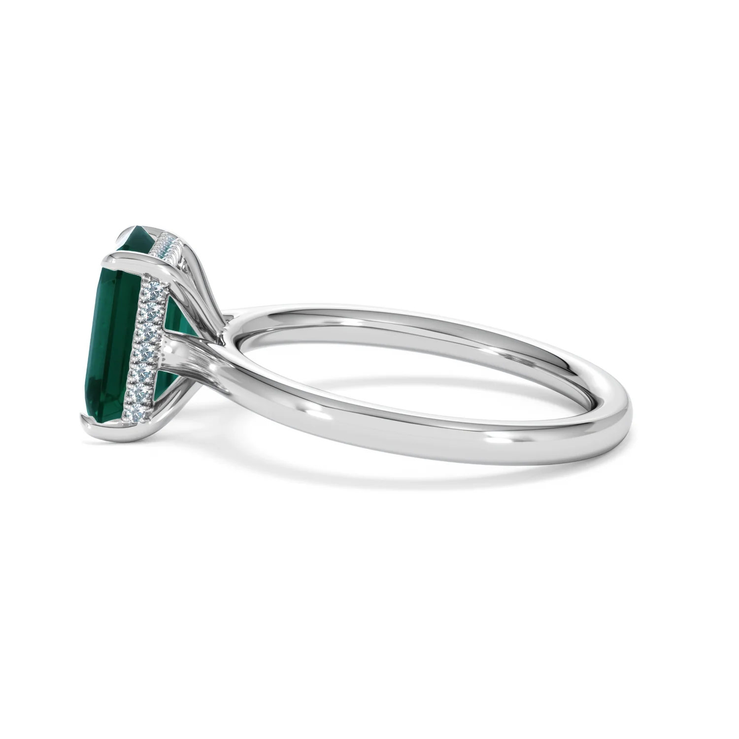 Amora Gem 2.50ct Emerald Cut Lab Hidden Halo Emerald Engagement Ring in 18K White Gold - Image 68