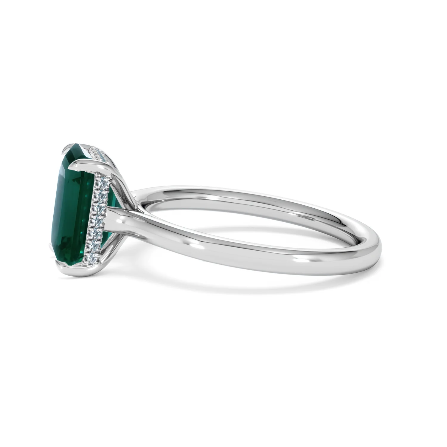 Amora Gem 2.50ct Emerald Cut Lab Hidden Halo Emerald Engagement Ring in 18K White Gold - Image 71