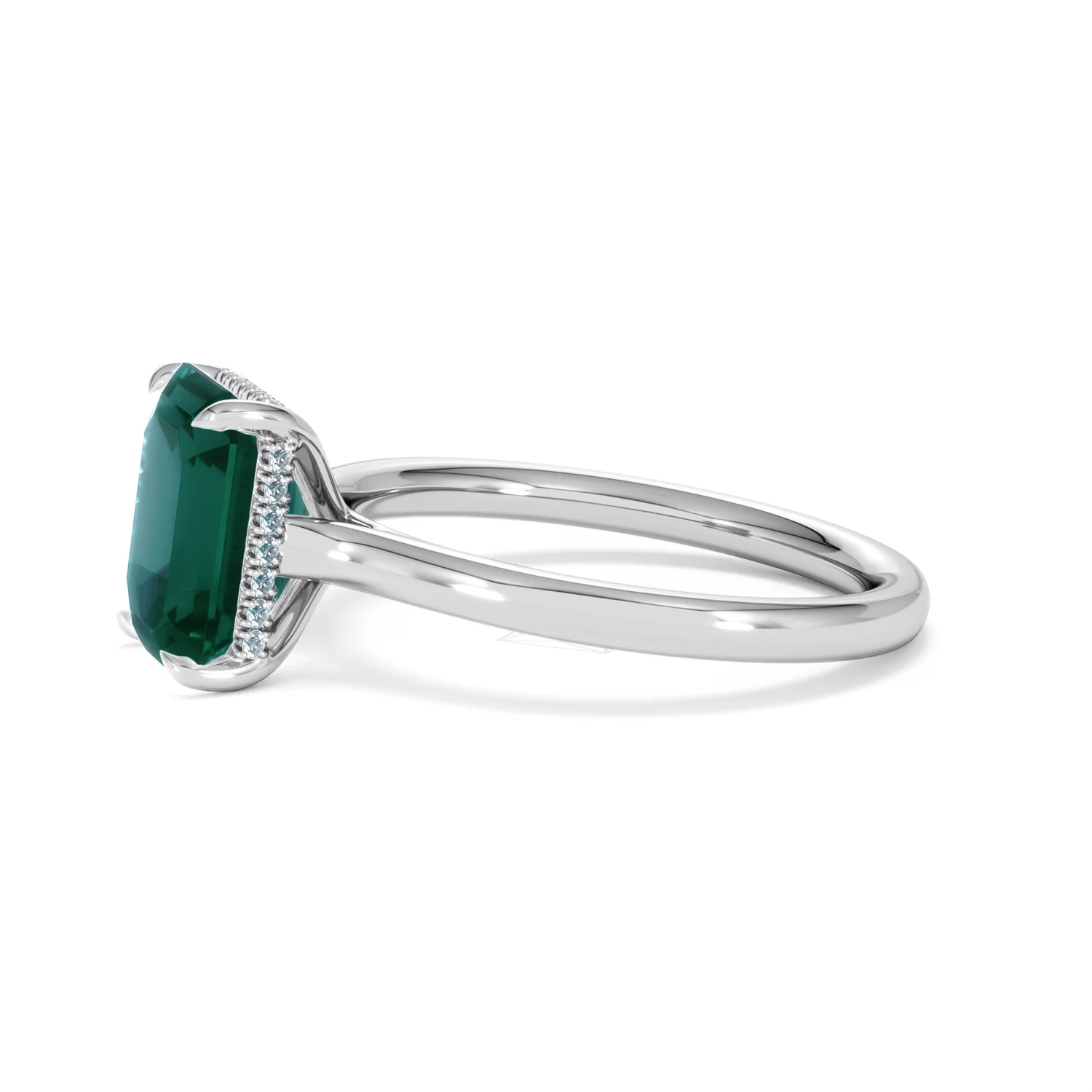 Amora Gem 2.50ct Emerald Cut Lab Hidden Halo Emerald Engagement Ring in 18K White Gold - Image 73