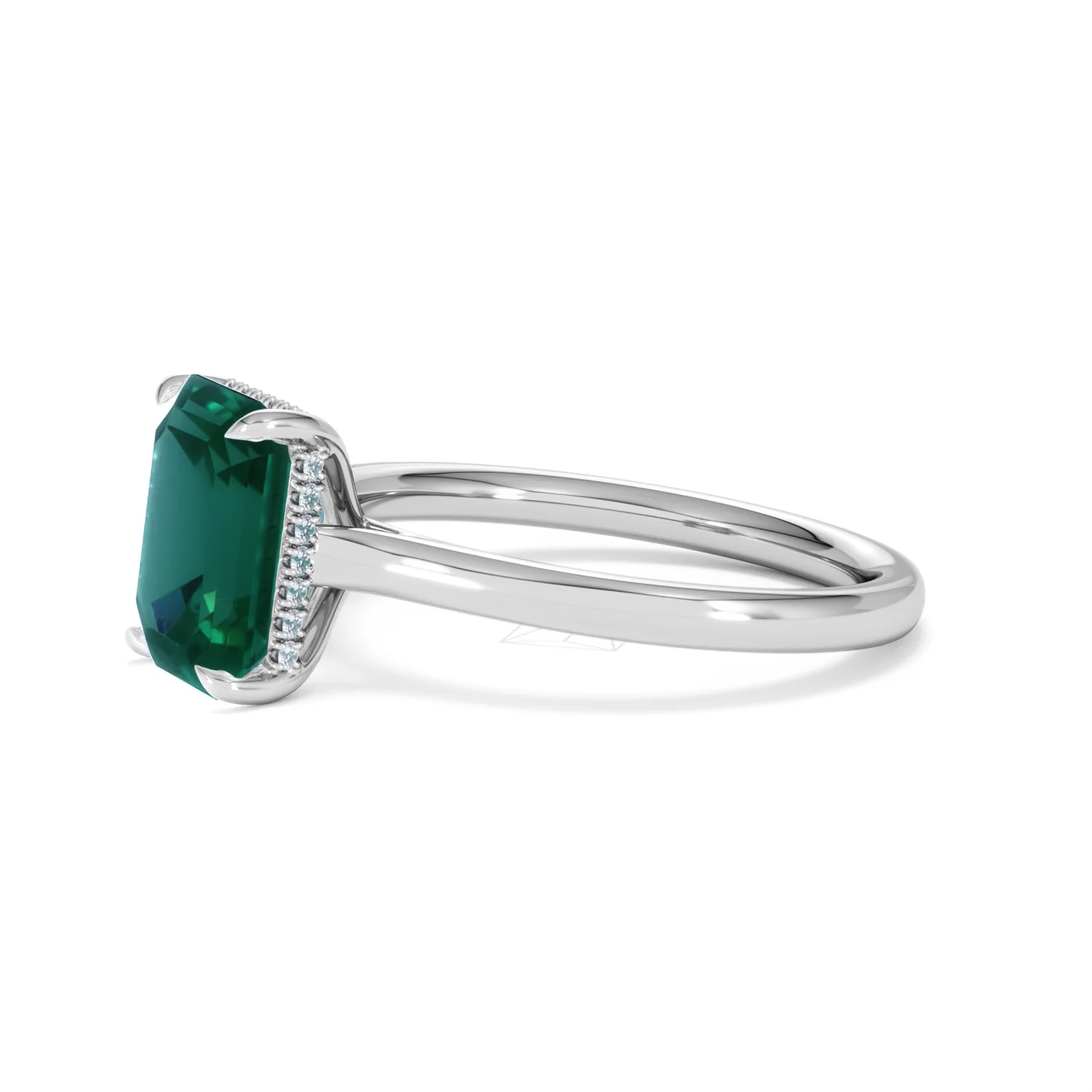 Amora Gem 2.50ct Emerald Cut Lab Hidden Halo Emerald Engagement Ring in 18K White Gold - Image 75
