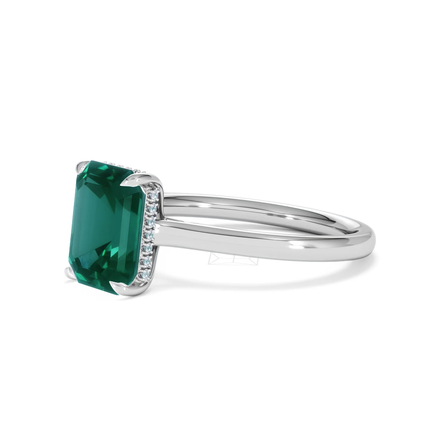 Amora Gem 2.50ct Emerald Cut Lab Hidden Halo Emerald Engagement Ring in 18K White Gold - Image 78