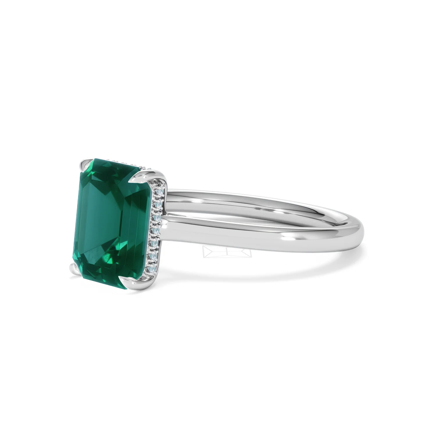 Amora Gem 2.50ct Emerald Cut Lab Hidden Halo Emerald Engagement Ring in 18K White Gold - Image 79