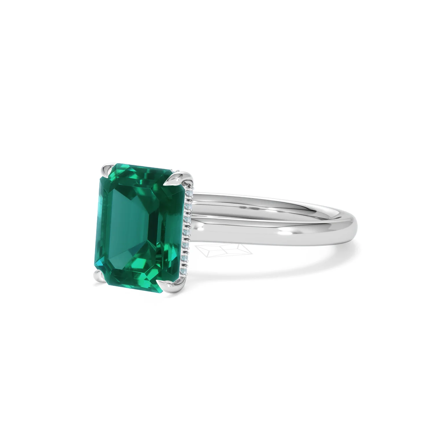 Amora Gem 2.50ct Emerald Cut Lab Hidden Halo Emerald Engagement Ring in 18K White Gold - Image 82