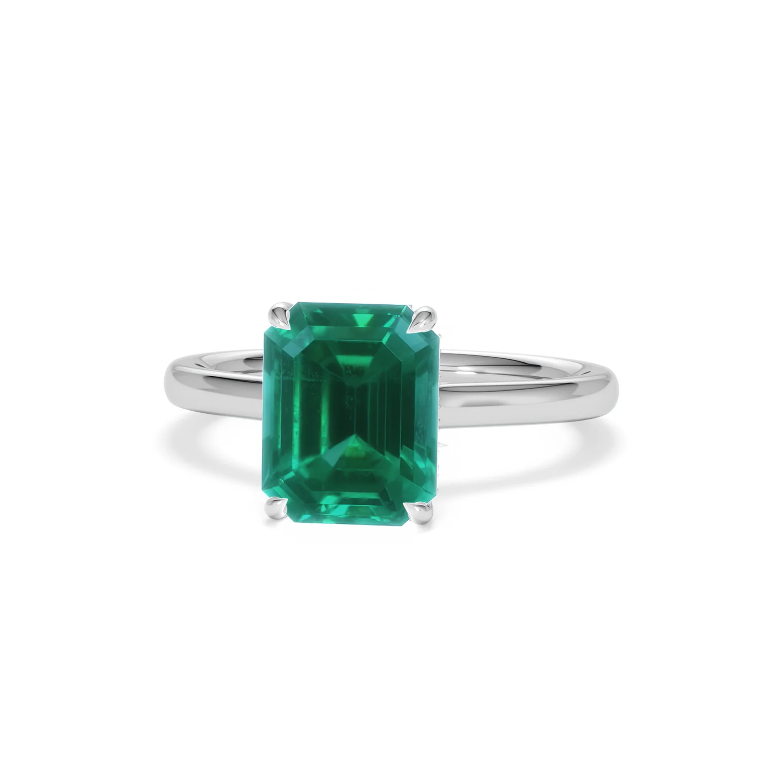 Amora Gem 2.50ct Emerald Cut Lab Hidden Halo Emerald Engagement Ring in 18K White Gold - Image 87