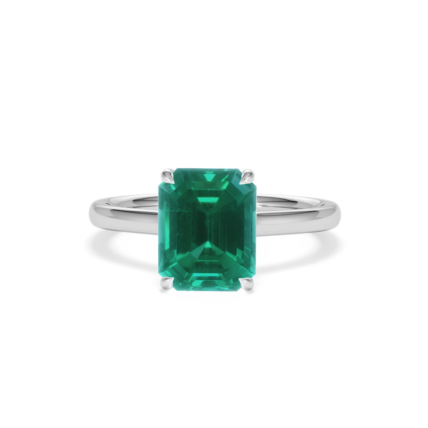 Amora Gem 2.50ct Emerald Cut Lab Hidden Halo Emerald Engagement Ring in 18K White Gold - Image 88