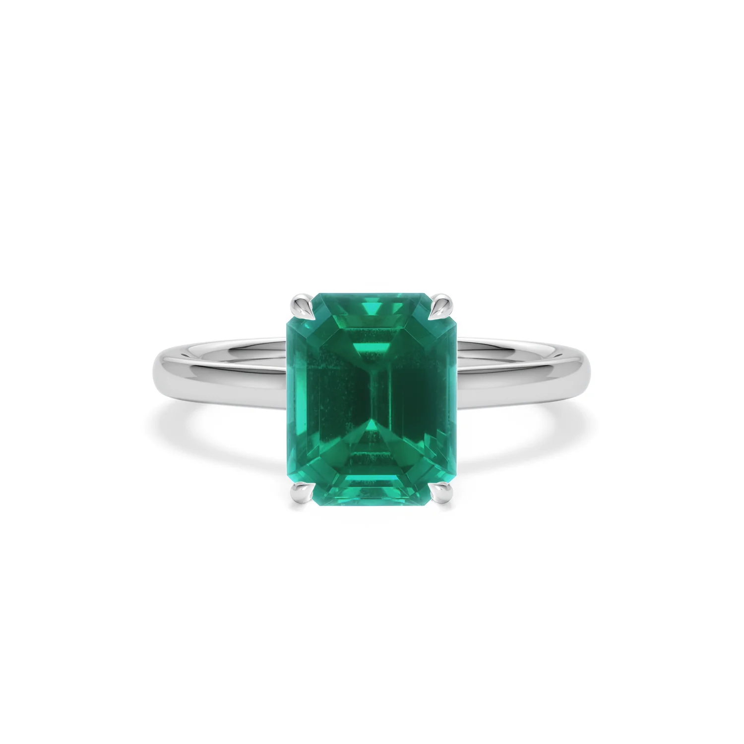 Amora Gem 2.50ct Emerald Cut Lab Hidden Halo Emerald Engagement Ring in 18K White Gold - Image 9