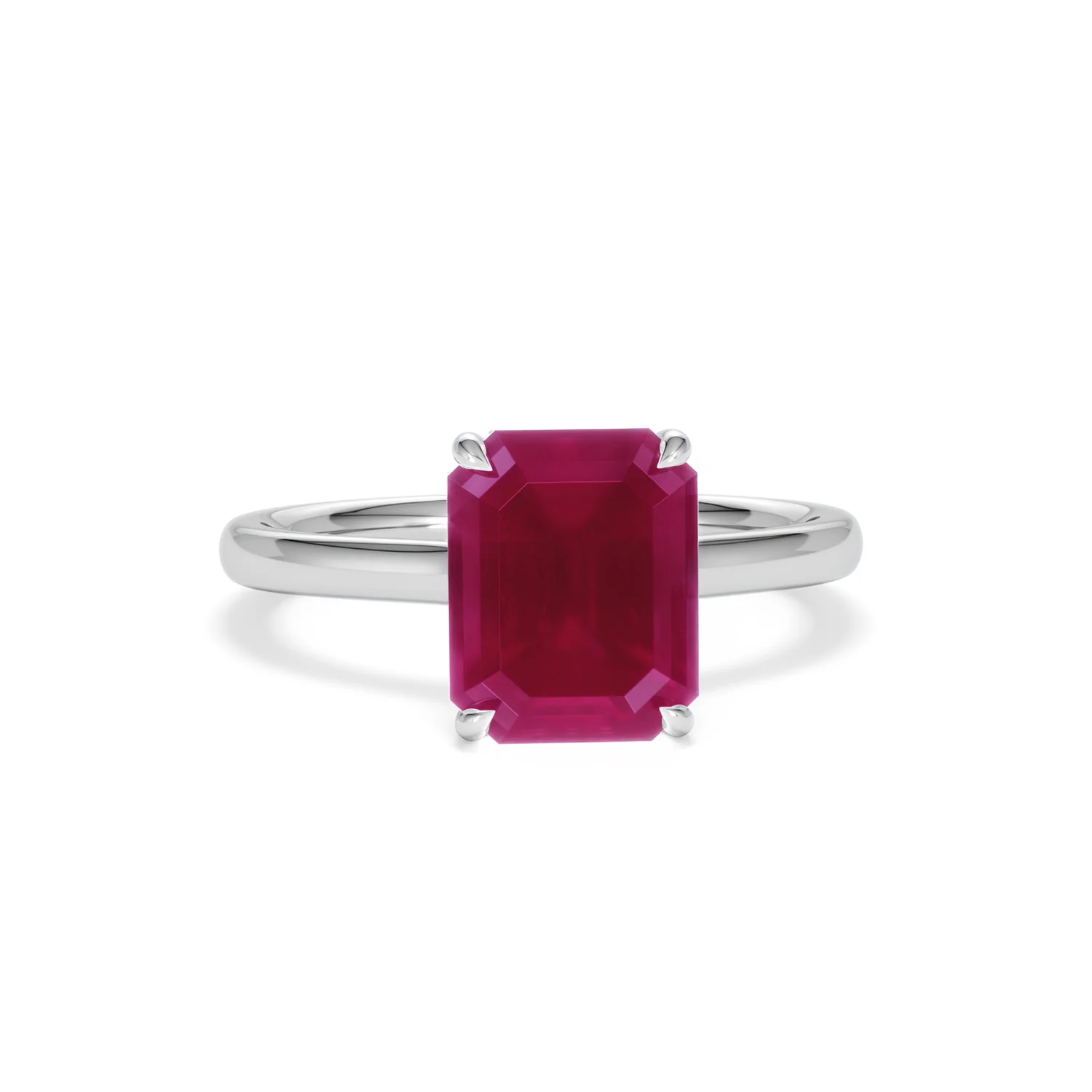 Amora Gem 2.50ct Emerald Cut Lab Ruby Hidden Halo Engagement Ring in 18K White Gold - Image 10