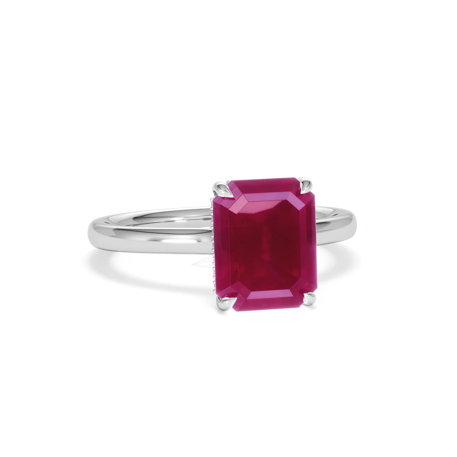 Amora Gem 2.50ct Emerald Cut Lab Ruby Hidden Halo Engagement Ring in 18K White Gold - Image 12