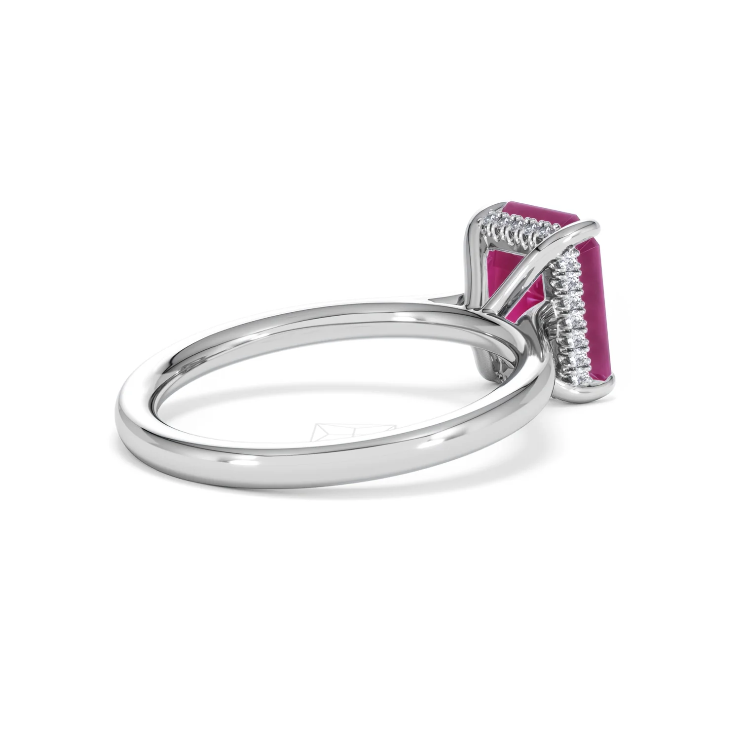 Amora Gem 2.50ct Emerald Cut Lab Ruby Hidden Halo Engagement Ring in 18K White Gold - Image 38