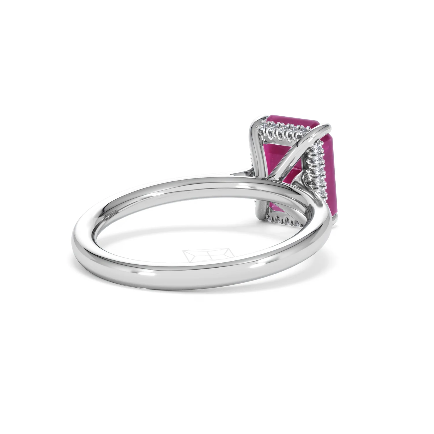 Amora Gem 2.50ct Emerald Cut Lab Ruby Hidden Halo Engagement Ring in 18K White Gold - Image 41