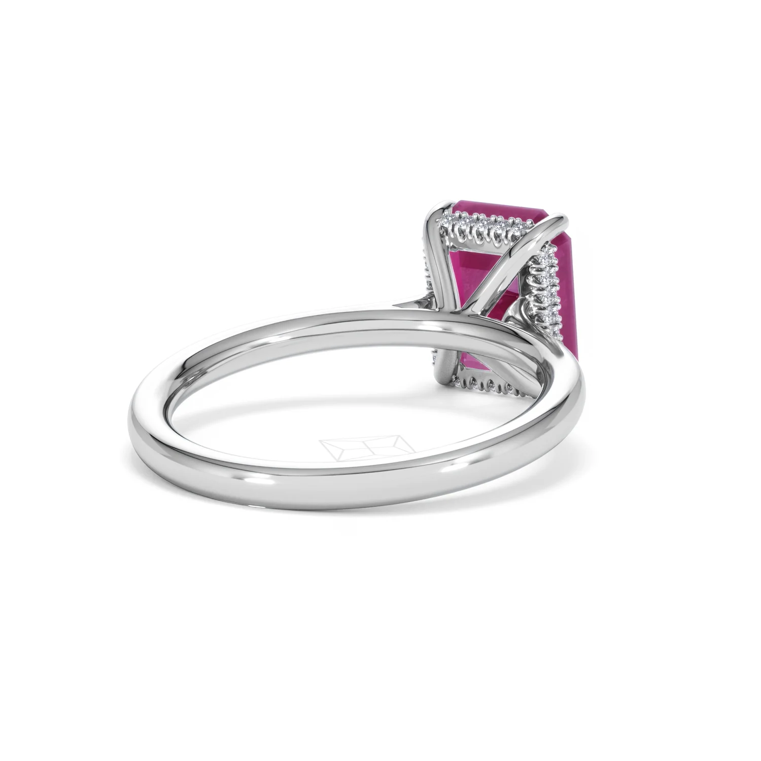 Amora Gem 2.50ct Emerald Cut Lab Ruby Hidden Halo Engagement Ring in 18K White Gold - Image 42