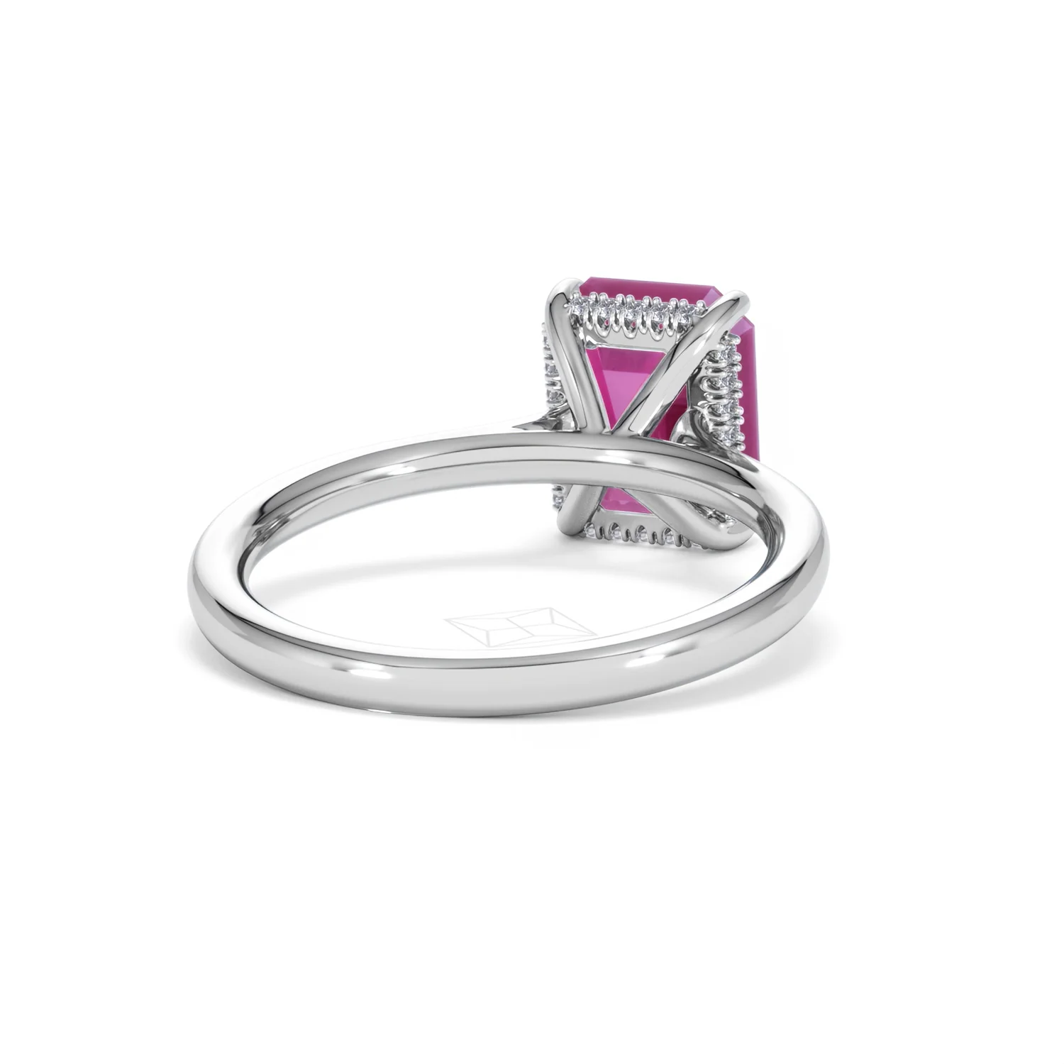 Amora Gem 2.50ct Emerald Cut Lab Ruby Hidden Halo Engagement Ring in 18K White Gold - Image 44