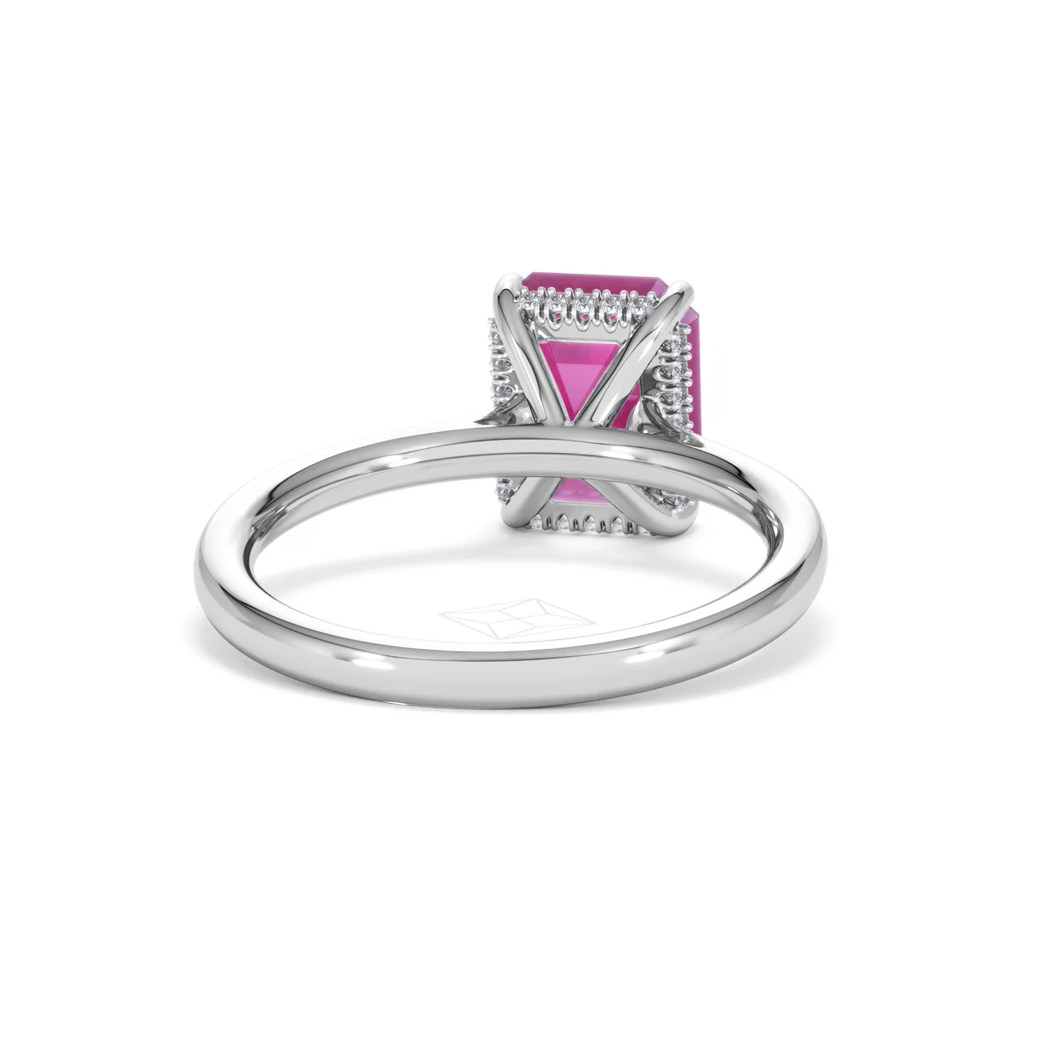 Amora Gem 2.50ct Emerald Cut Lab Ruby Hidden Halo Engagement Ring in 18K White Gold - Image 46