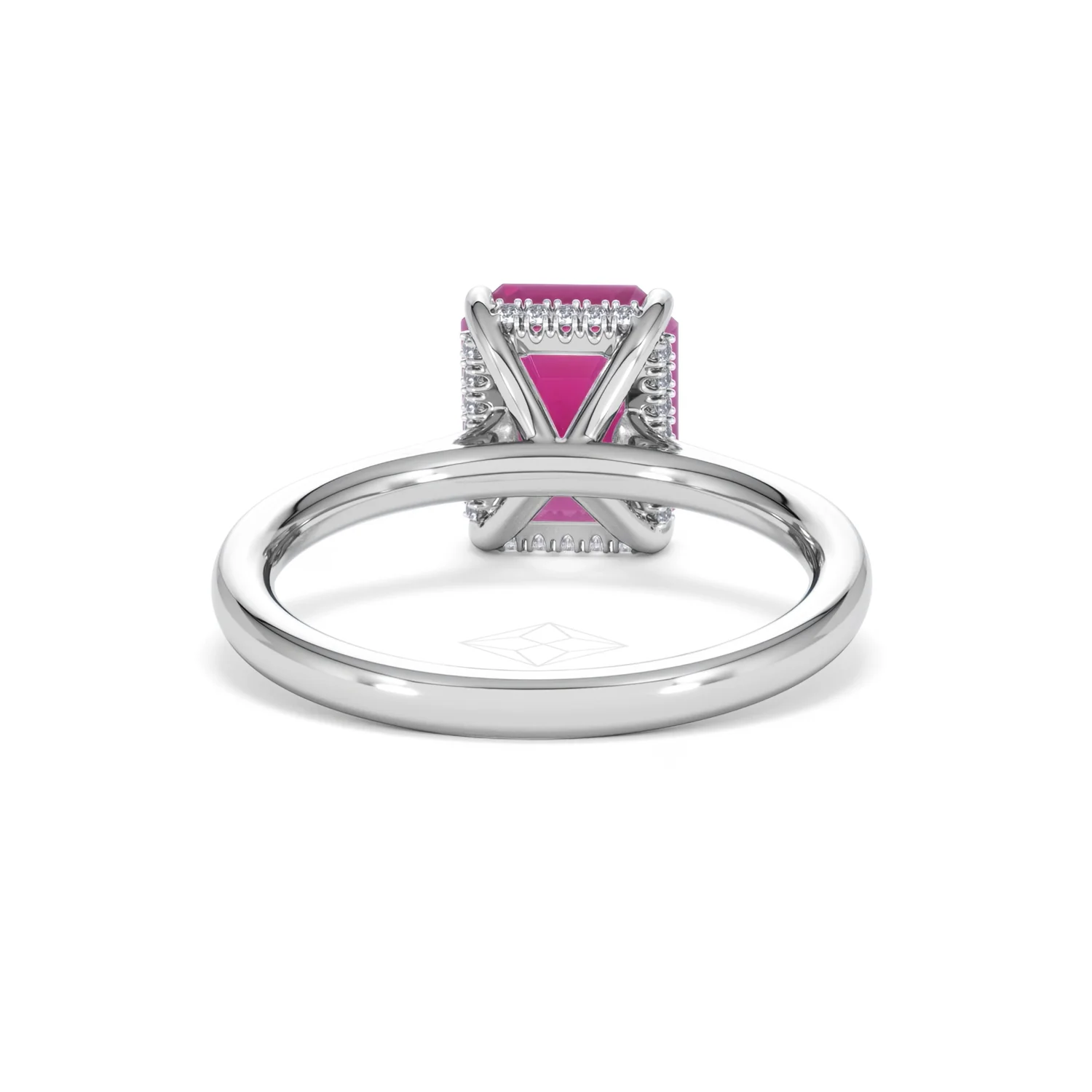 Amora Gem 2.50ct Emerald Cut Lab Ruby Hidden Halo Engagement Ring in 18K White Gold - Image 48