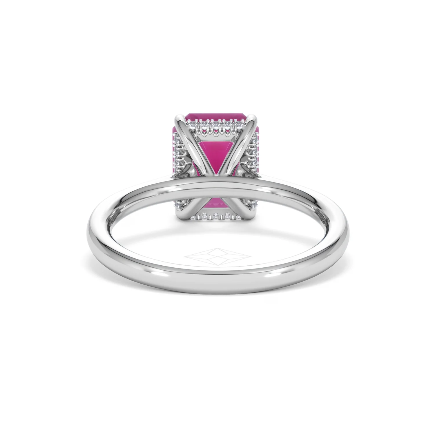 Amora Gem 2.50ct Emerald Cut Lab Ruby Hidden Halo Engagement Ring in 18K White Gold - Image 49