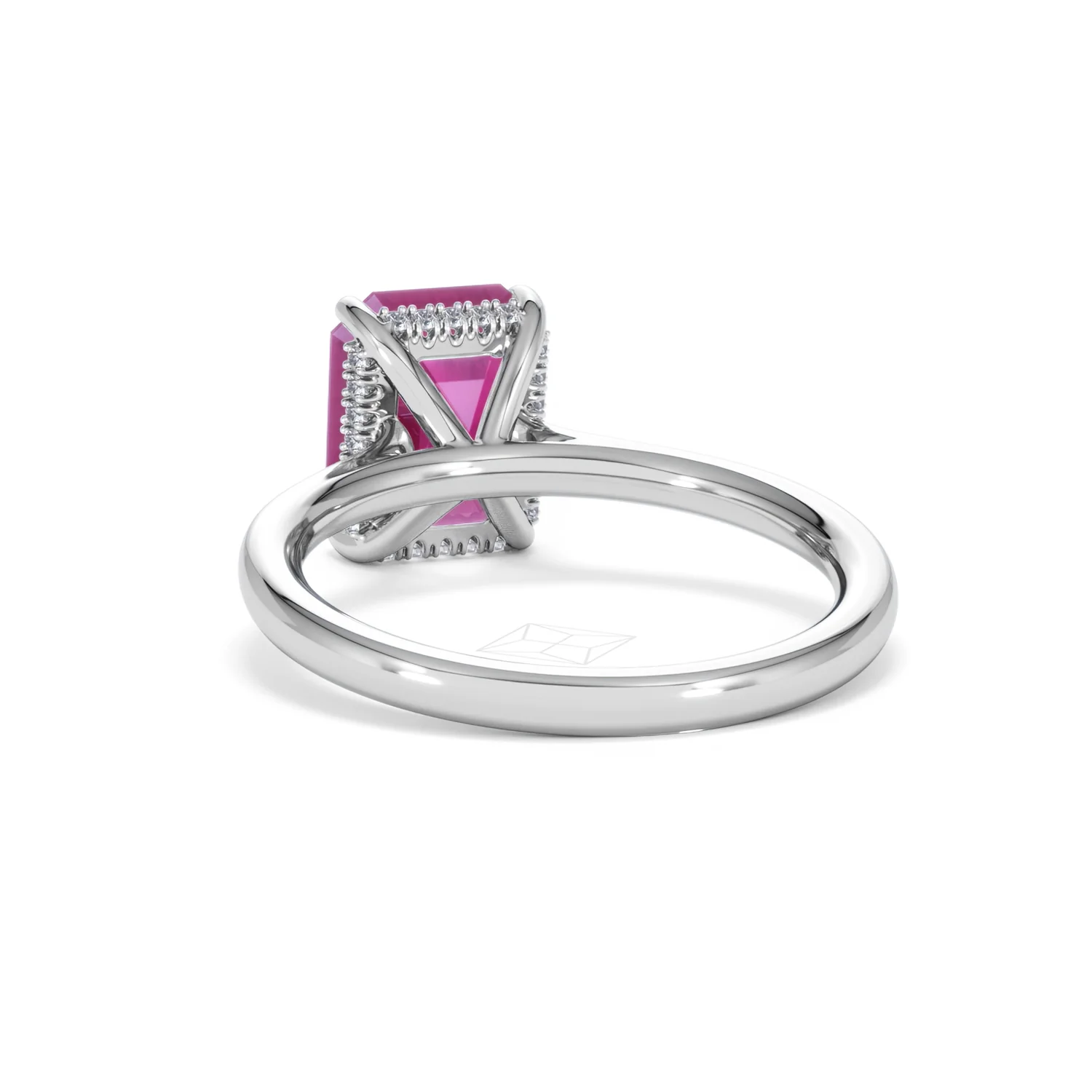 Amora Gem 2.50ct Emerald Cut Lab Ruby Hidden Halo Engagement Ring in 18K White Gold - Image 53
