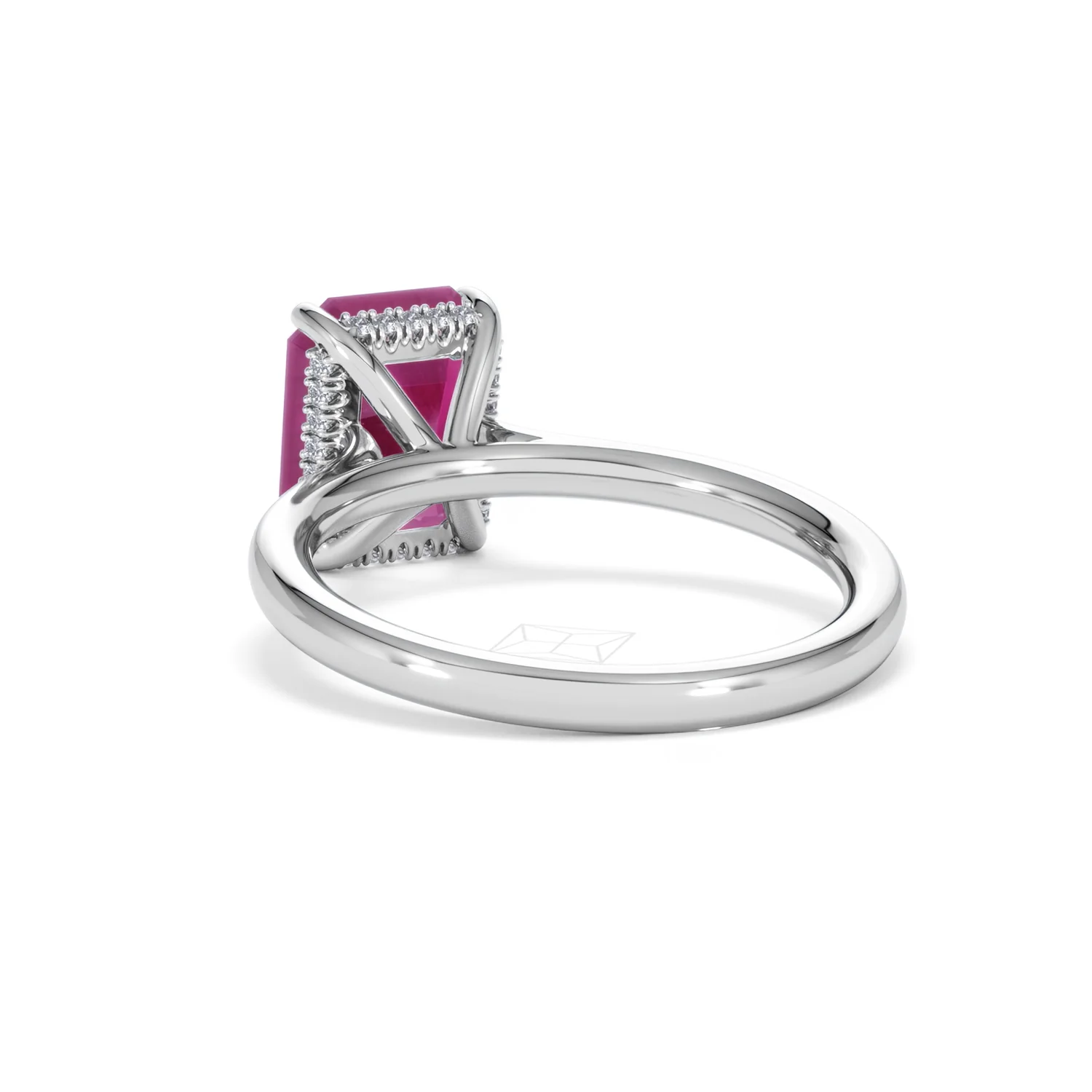 Amora Gem 2.50ct Emerald Cut Lab Ruby Hidden Halo Engagement Ring in 18K White Gold - Image 55