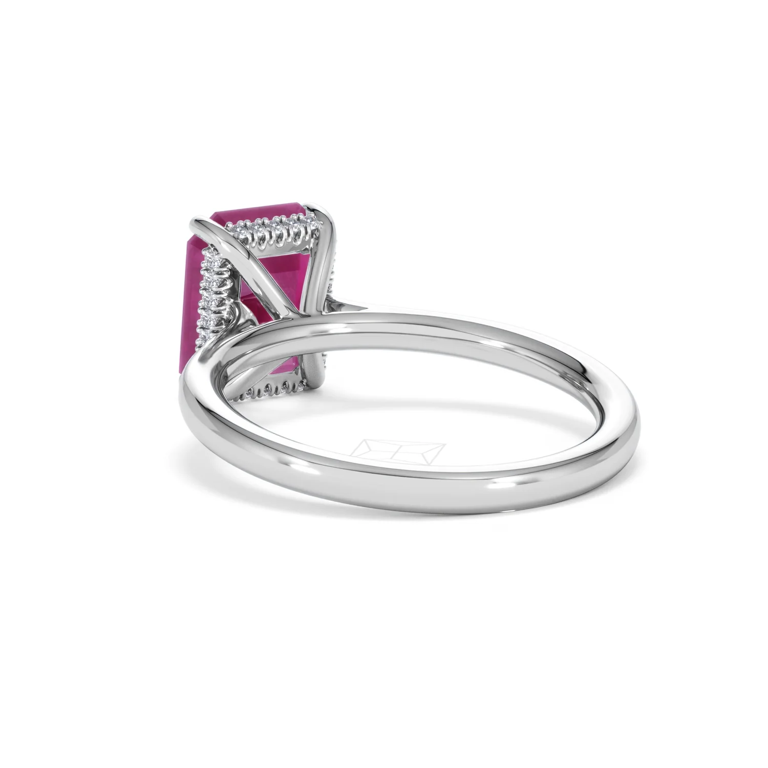 Amora Gem 2.50ct Emerald Cut Lab Ruby Hidden Halo Engagement Ring in 18K White Gold - Image 56