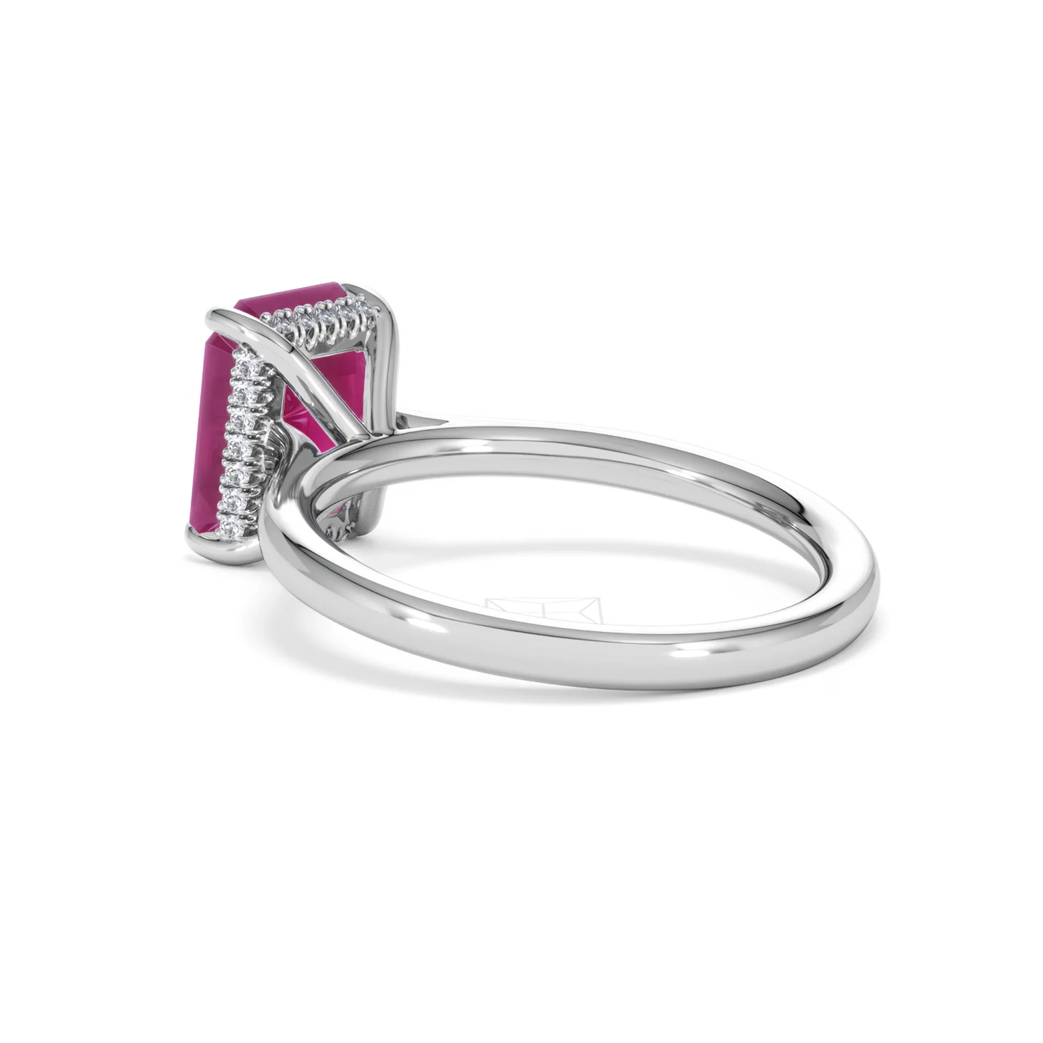 Amora Gem 2.50ct Emerald Cut Lab Ruby Hidden Halo Engagement Ring in 18K White Gold - Image 59