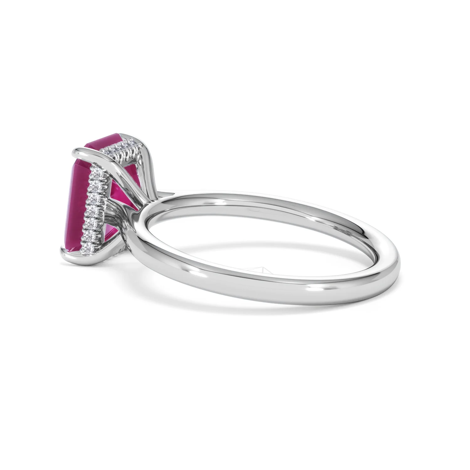 Amora Gem 2.50ct Emerald Cut Lab Ruby Hidden Halo Engagement Ring in 18K White Gold - Image 63