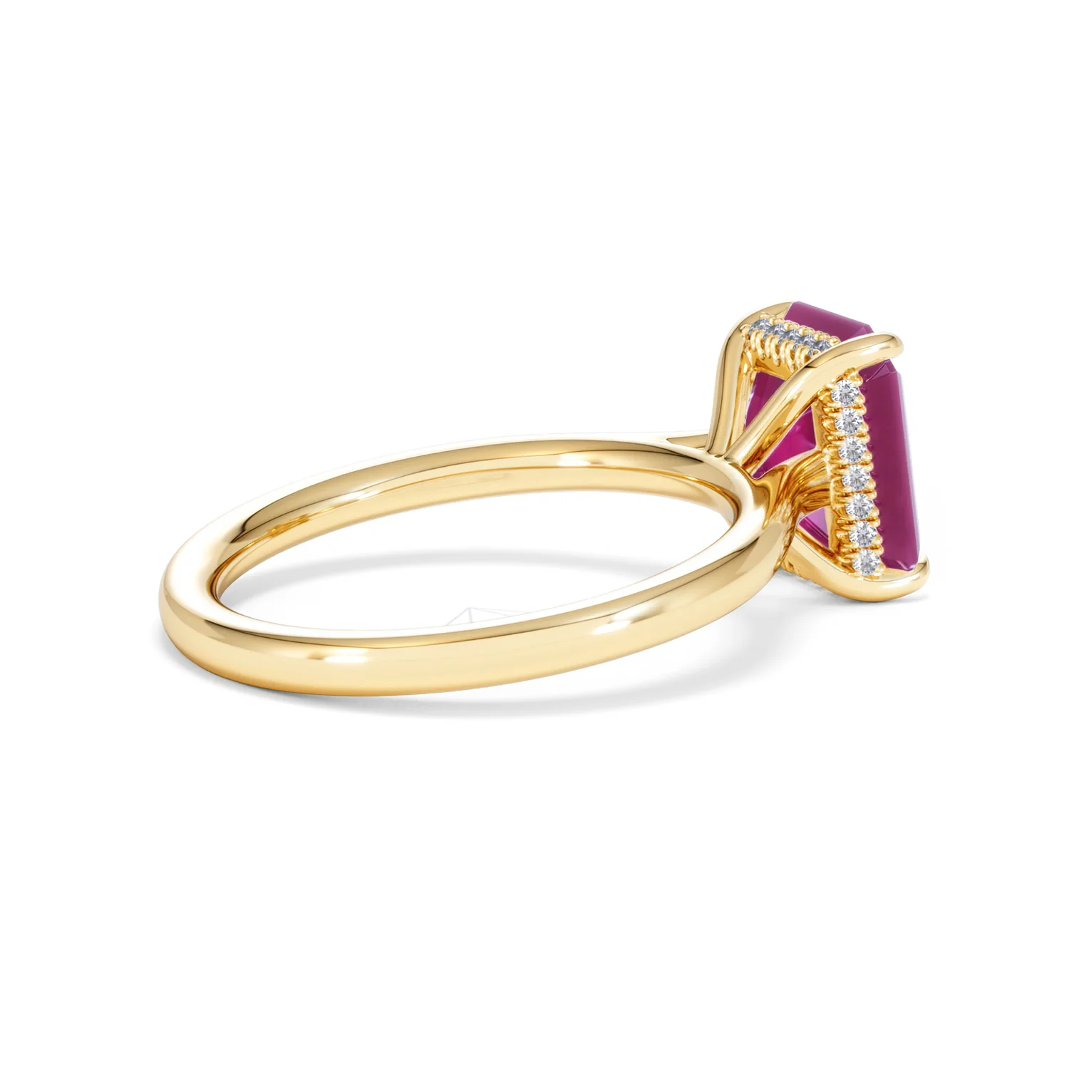Amora Gem 2.50ct Emerald Cut Lab Ruby Hidden Halo Engagement Ring in 18K Yellow Gold - Image 35