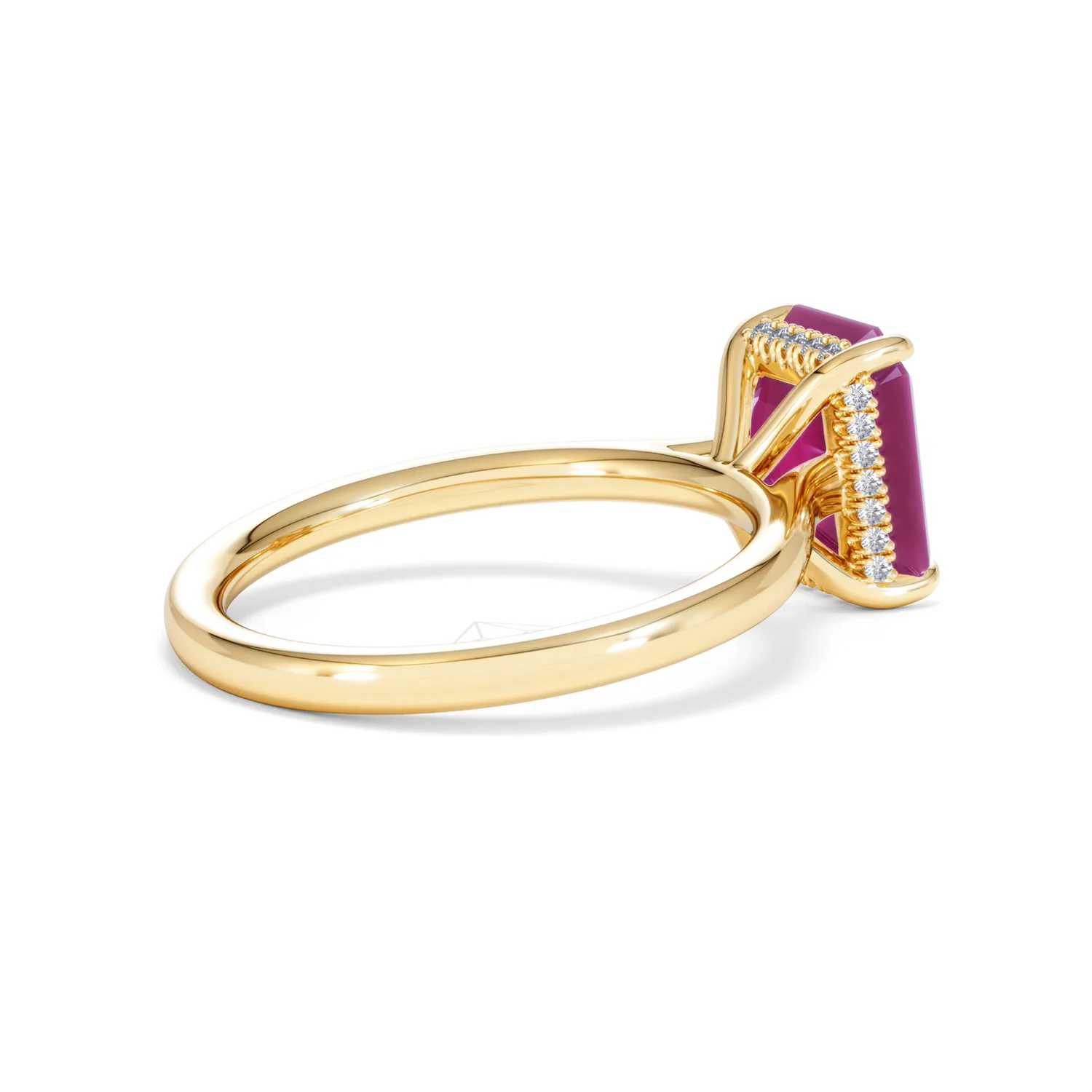 Amora Gem 2.50ct Emerald Cut Lab Ruby Hidden Halo Engagement Ring in 18K Yellow Gold - Image 36