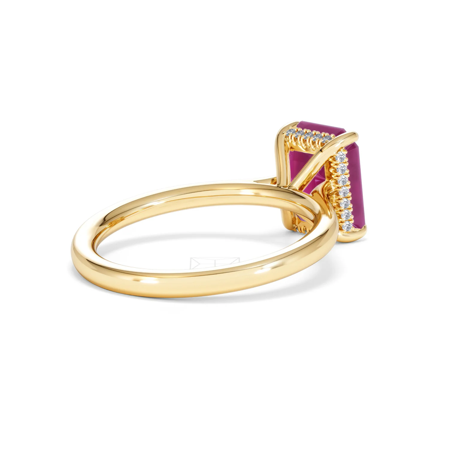 Amora Gem 2.50ct Emerald Cut Lab Ruby Hidden Halo Engagement Ring in 18K Yellow Gold - Image 39