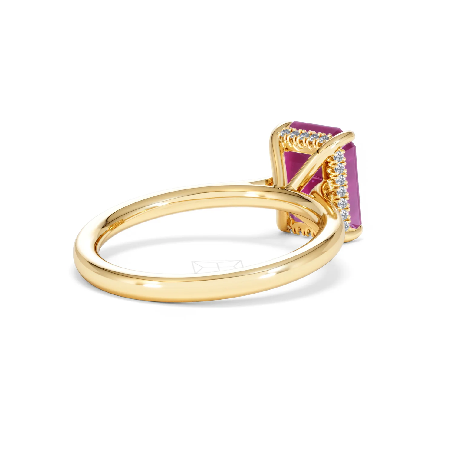 Amora Gem 2.50ct Emerald Cut Lab Ruby Hidden Halo Engagement Ring in 18K Yellow Gold - Image 40