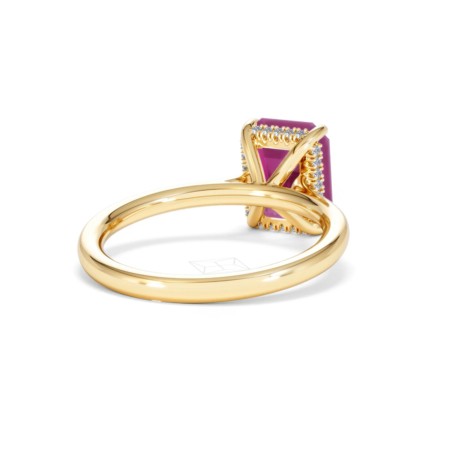 Amora Gem 2.50ct Emerald Cut Lab Ruby Hidden Halo Engagement Ring in 18K Yellow Gold - Image 43