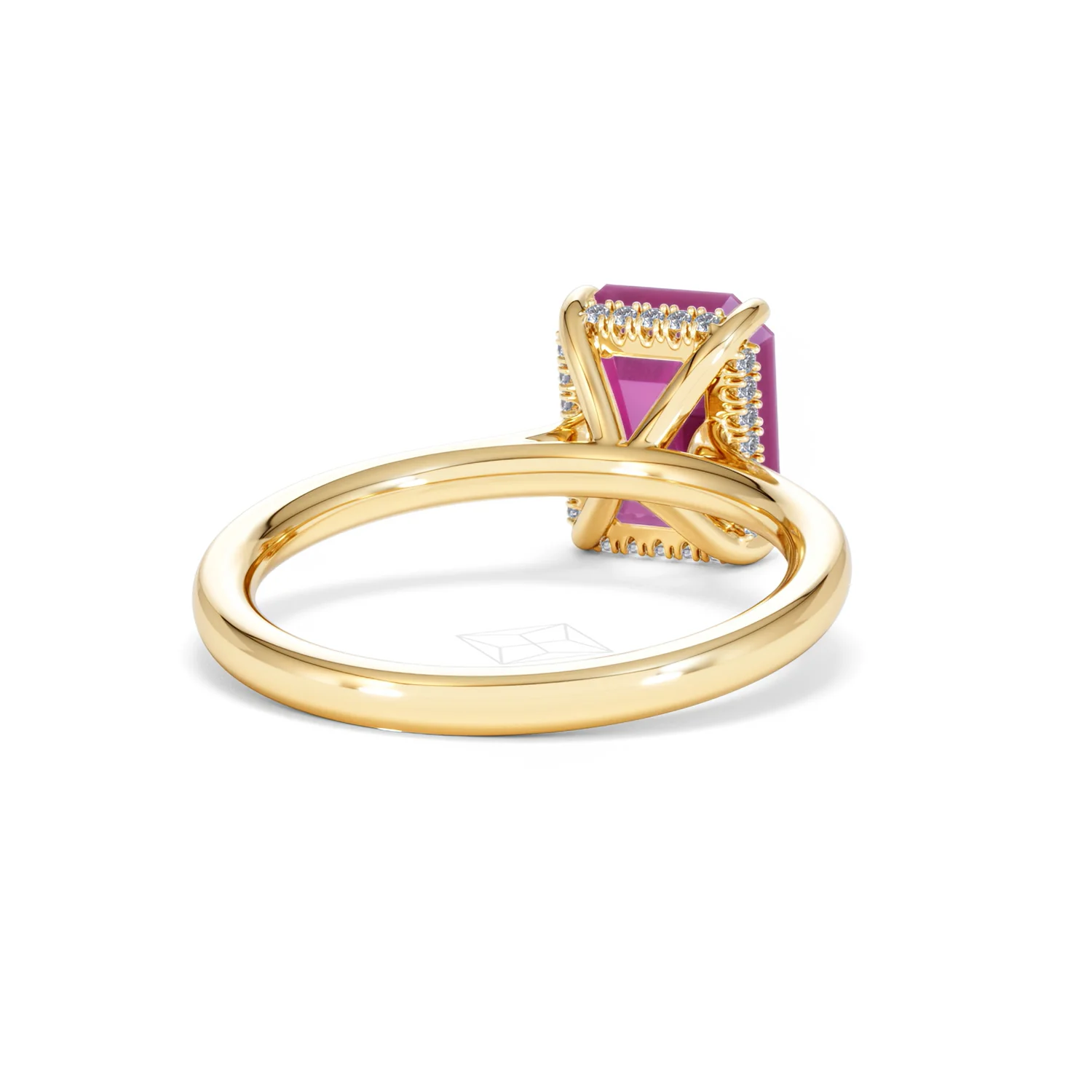 Amora Gem 2.50ct Emerald Cut Lab Ruby Hidden Halo Engagement Ring in 18K Yellow Gold - Image 44